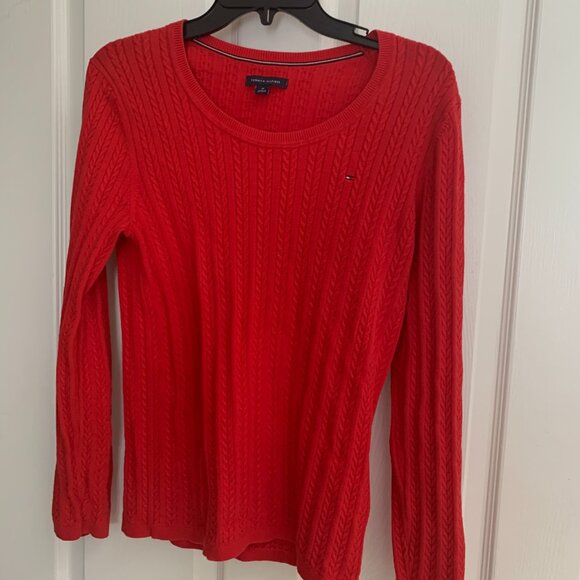 TOMMY HIFGER Baby Cable Long Sleeve U Neck Woman Sweater M - Picture 9 of 12